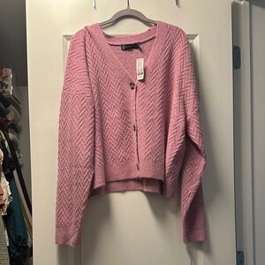 New York & Company Pink Cardigan Sweater V-Neck